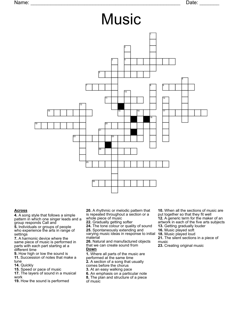 Music Crossword