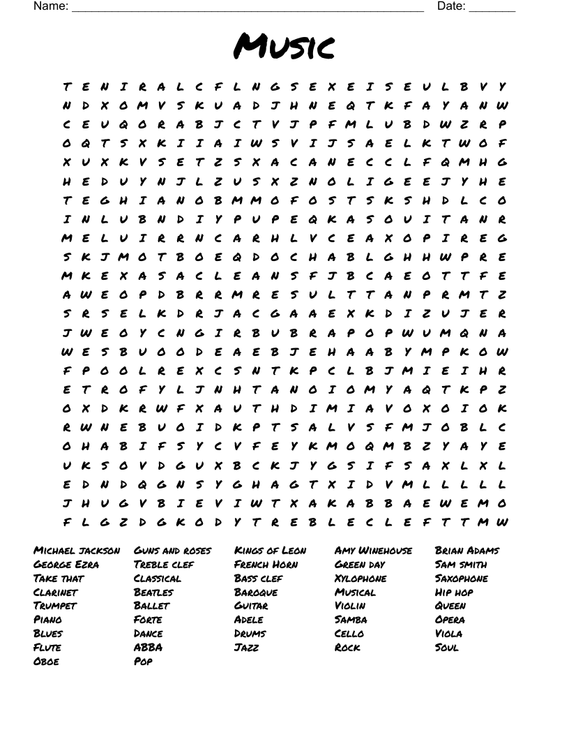 Music Word Search