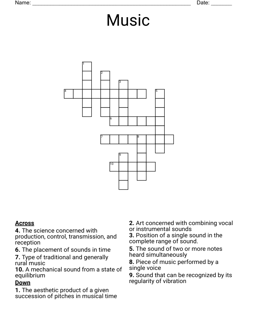 Music Crossword