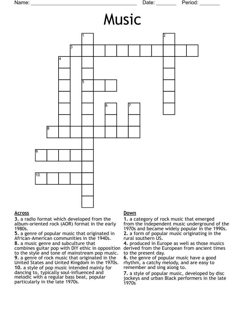 Music Crossword