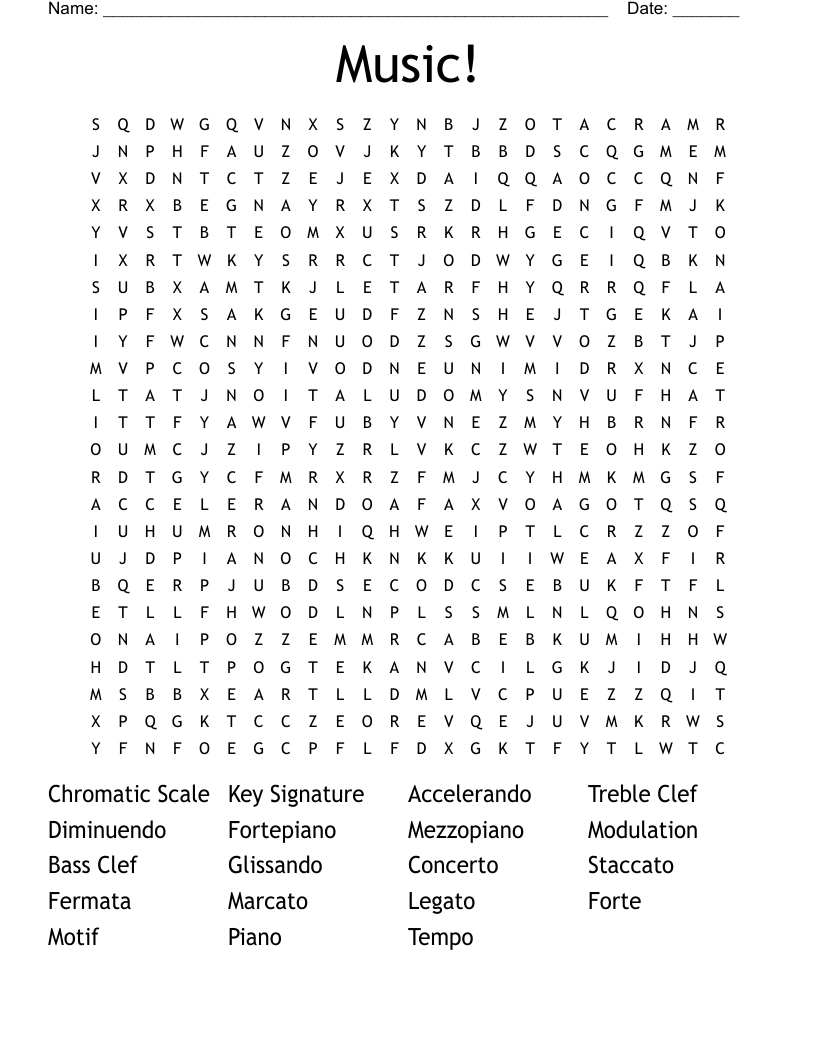 Music! Word Search