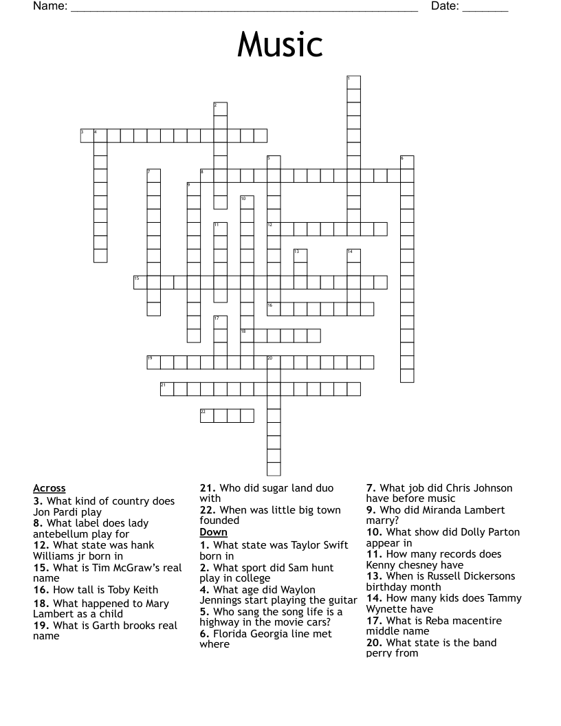 Music Crossword