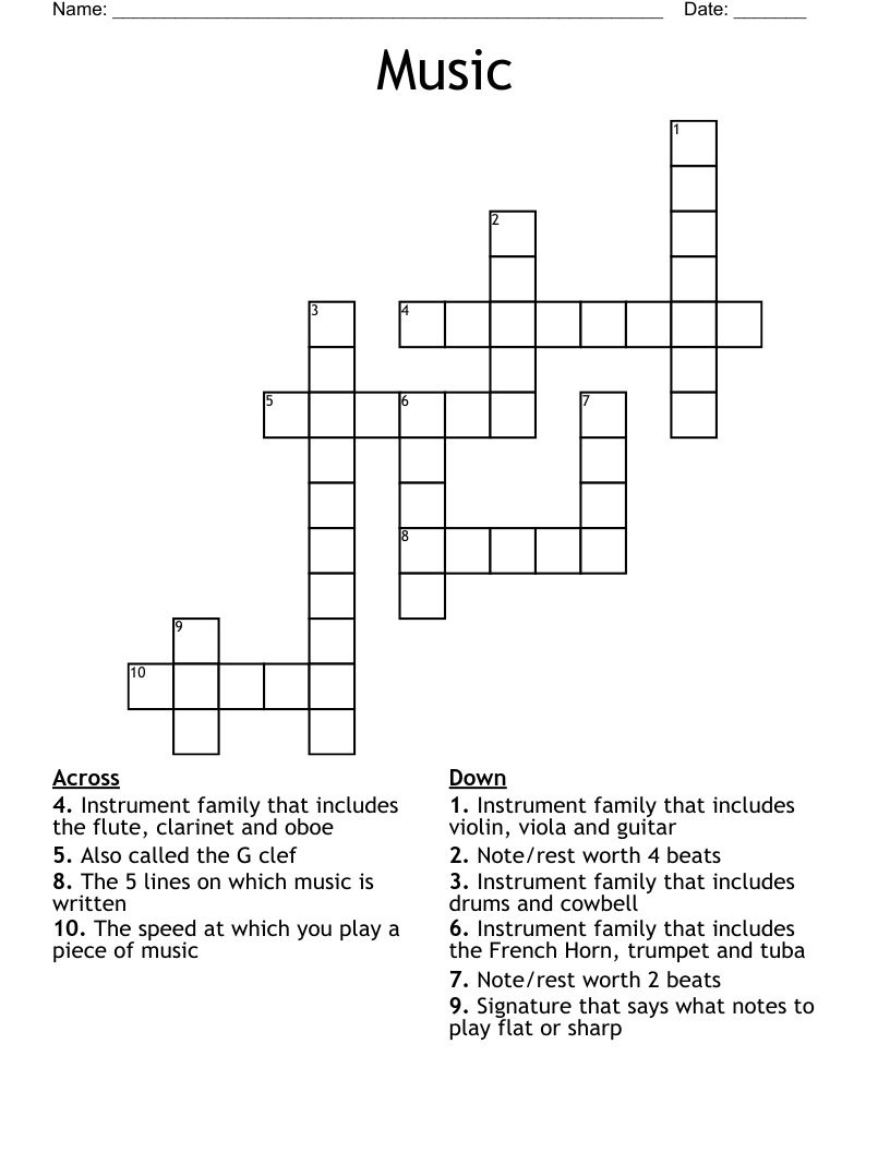 Music Crossword
