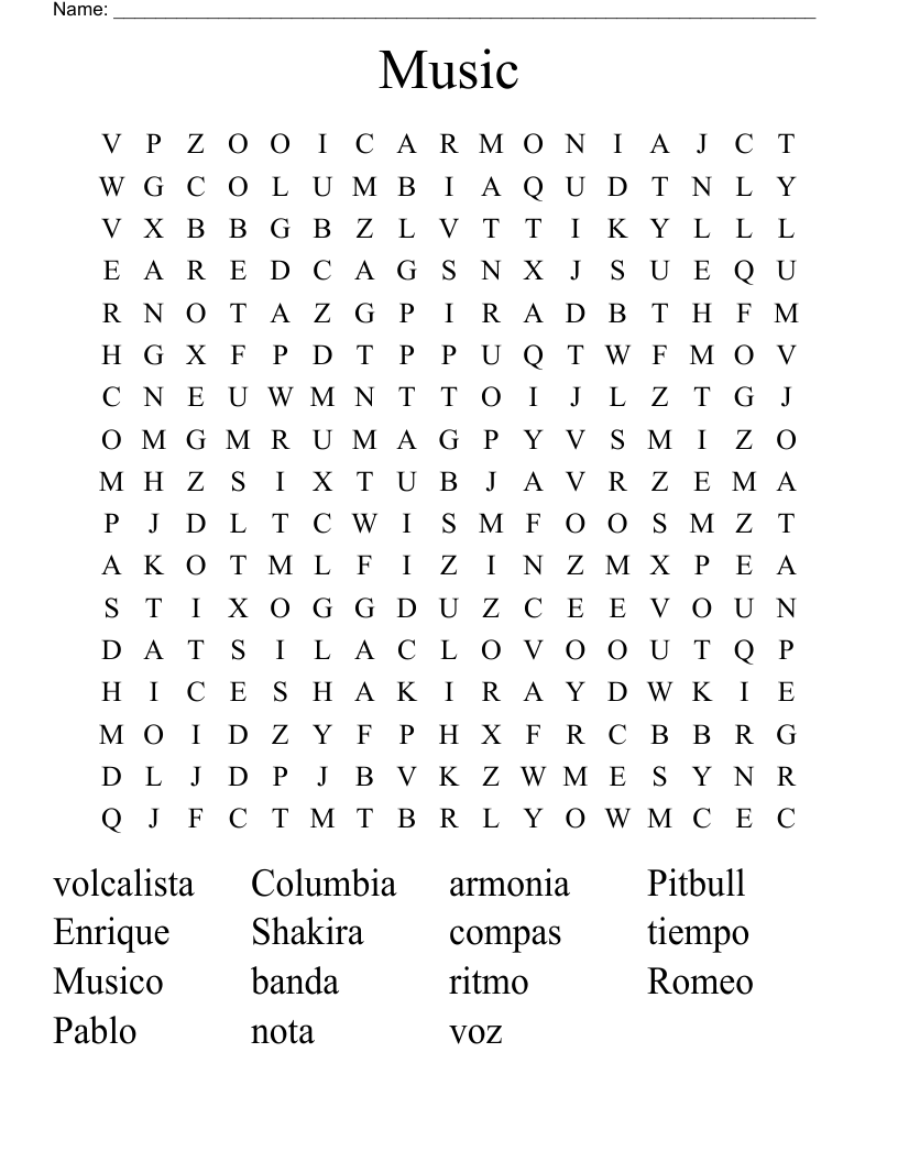 Music Word Search