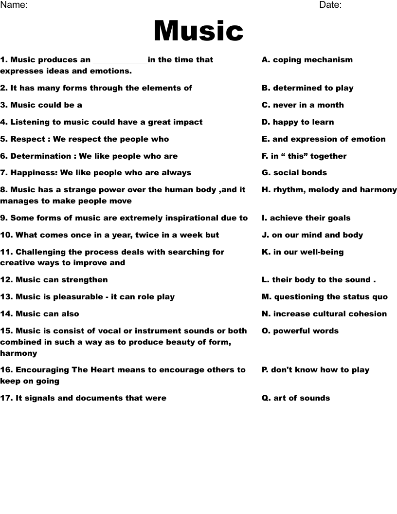 Music Worksheet