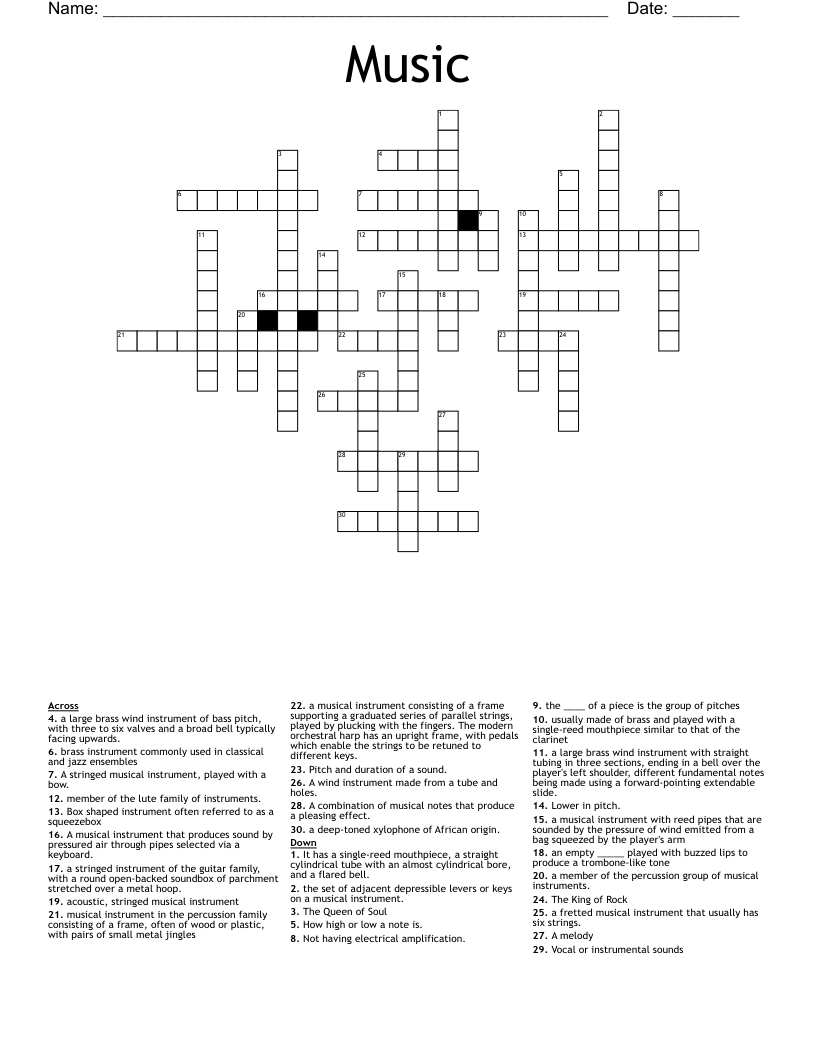 Music Crossword