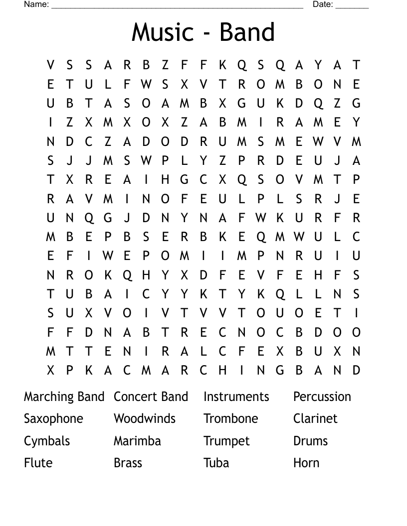Music - Band Word Search