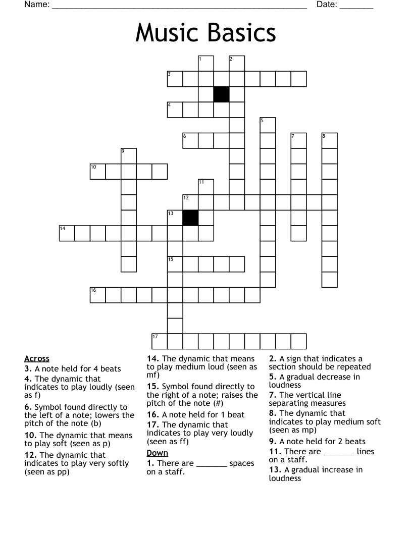 Music Basics Crossword