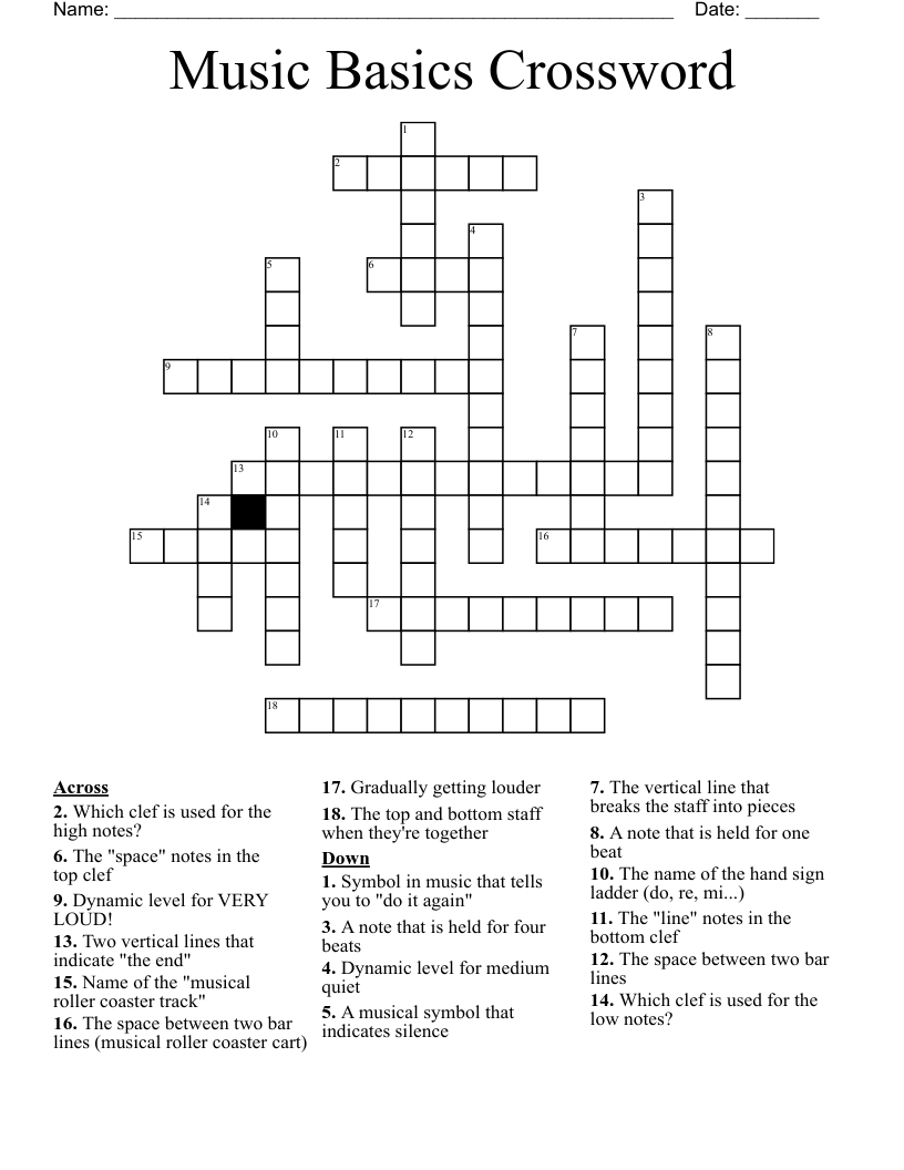 Music Basics Crossword