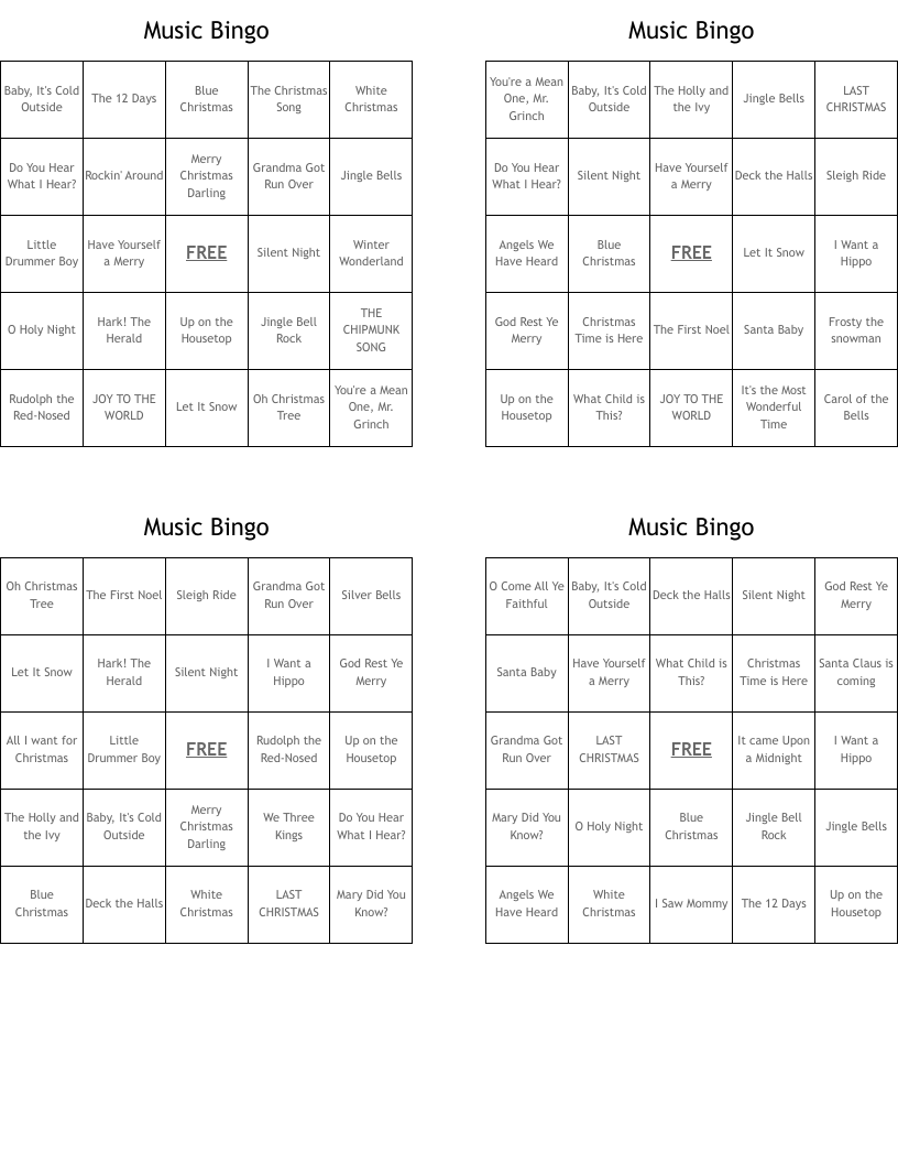 Music Bingo