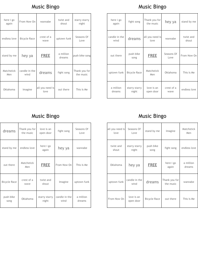 Music Bingo