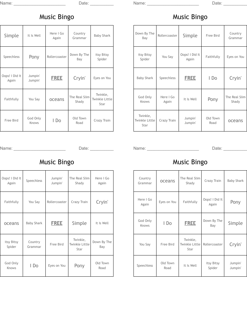 Music Bingo