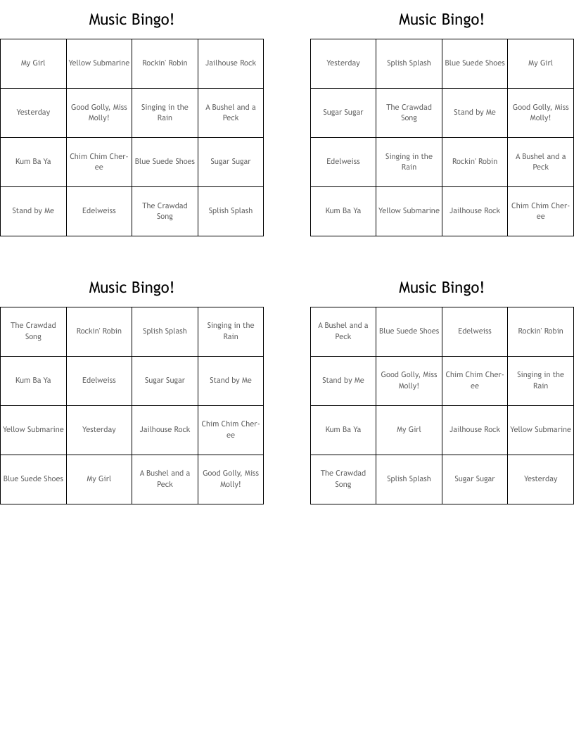 Music Bingo!