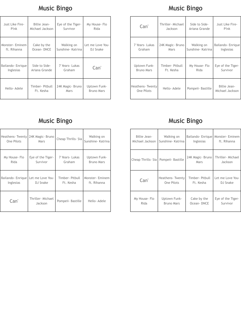 Music Bingo