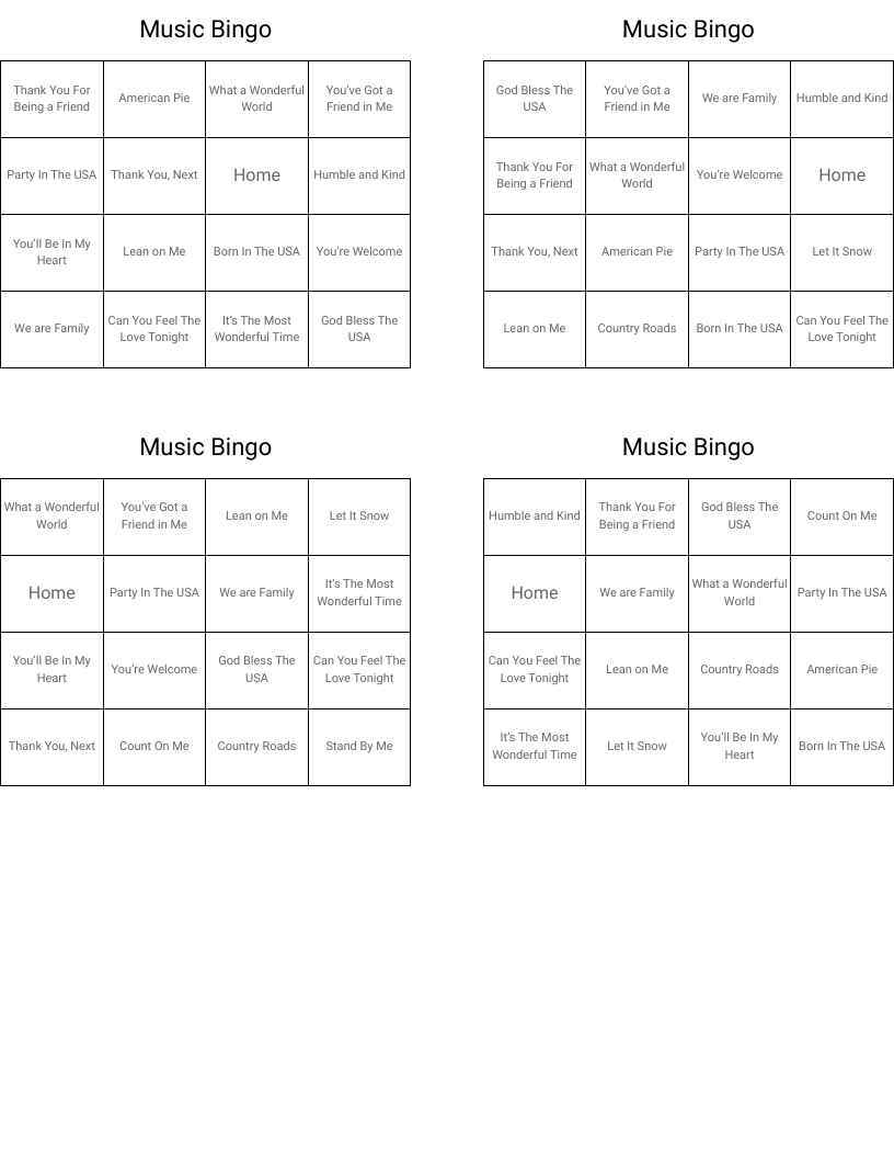 Music Bingo