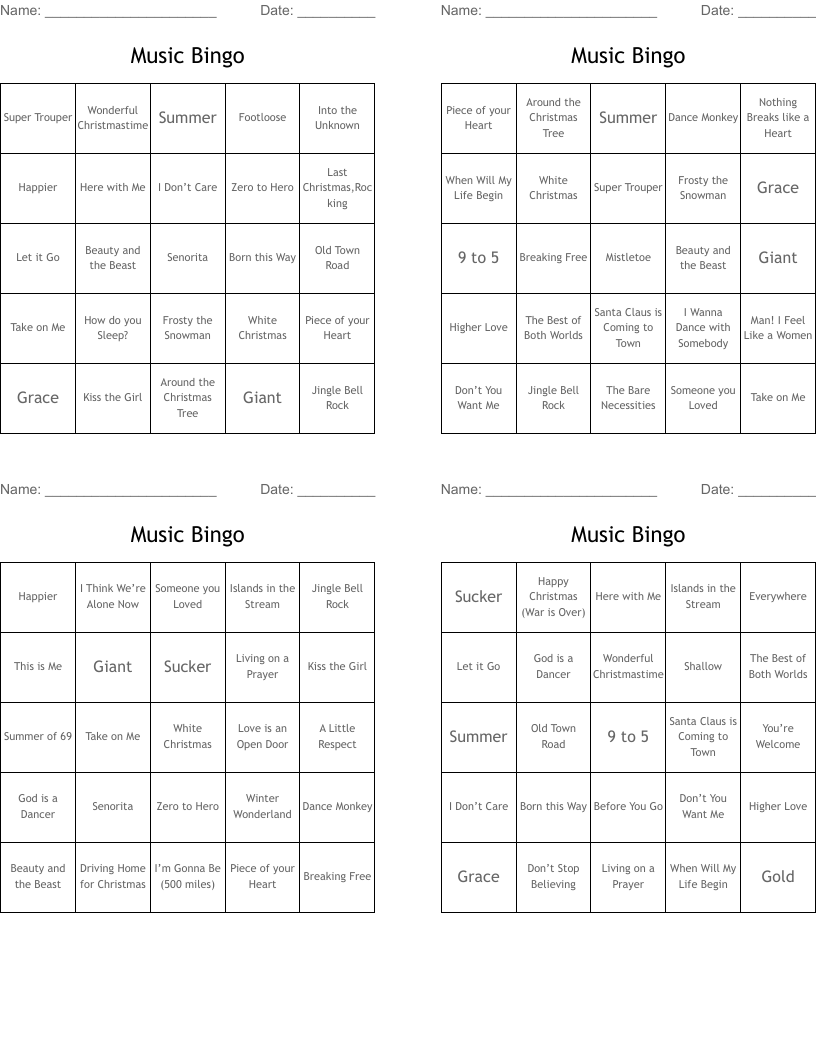 Music Bingo