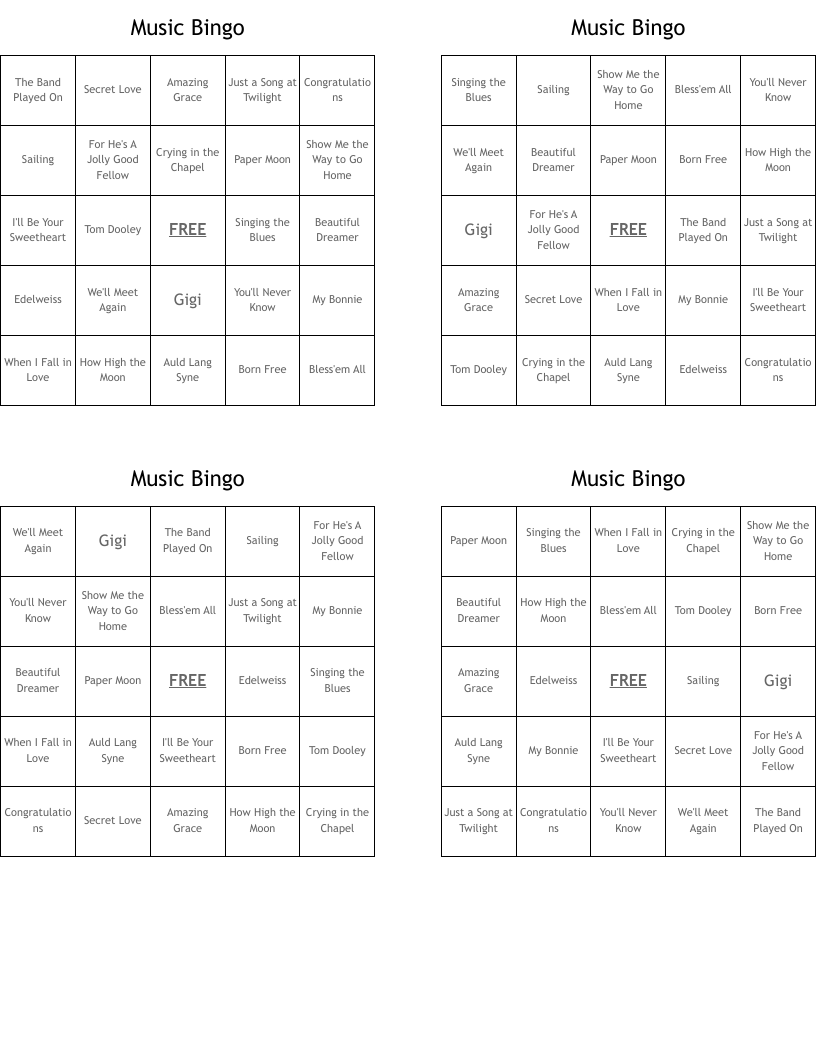 Music Bingo