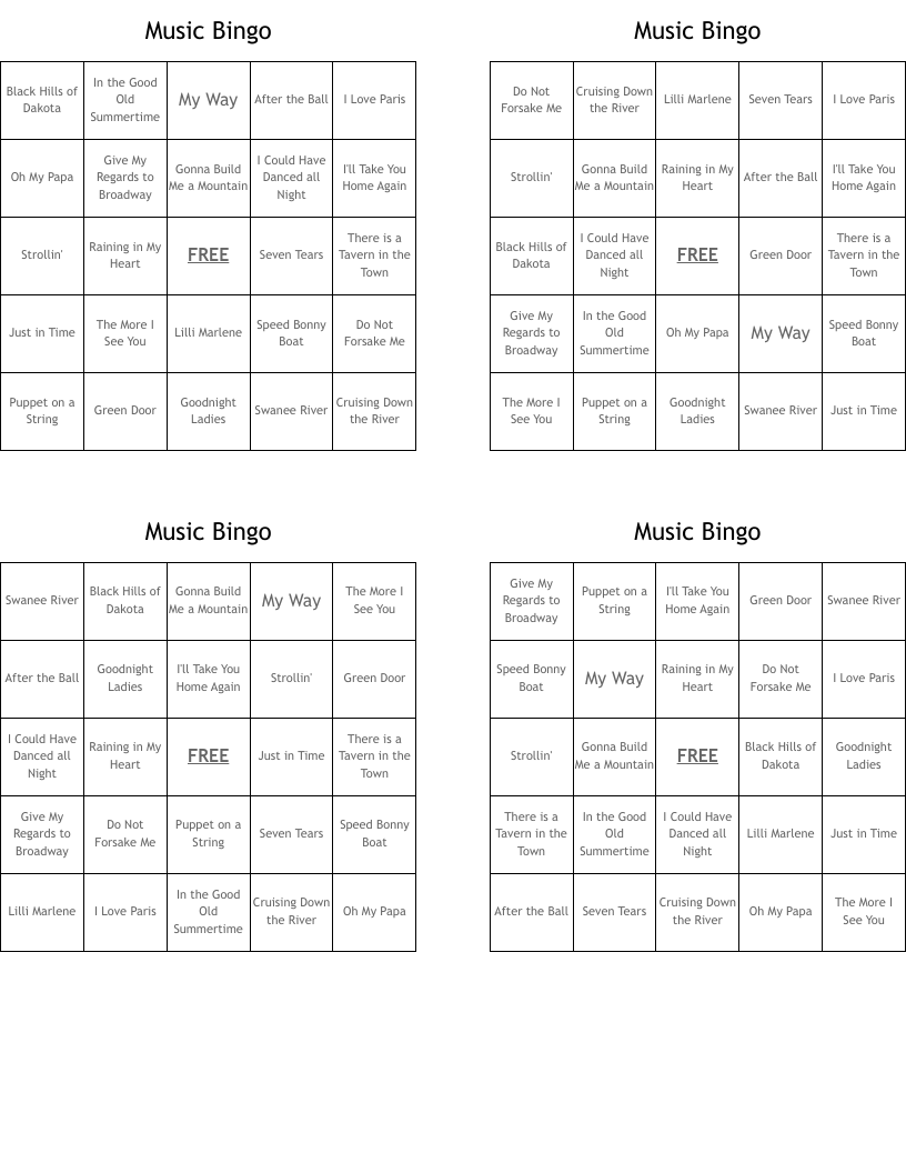 Music Bingo