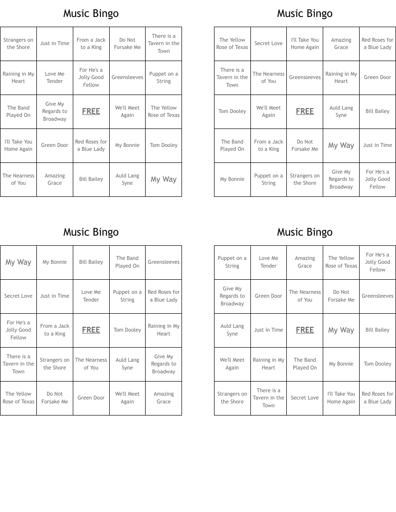 Music Bingo