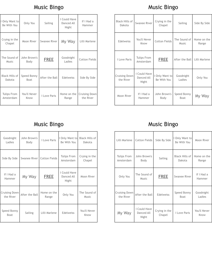 Music Bingo