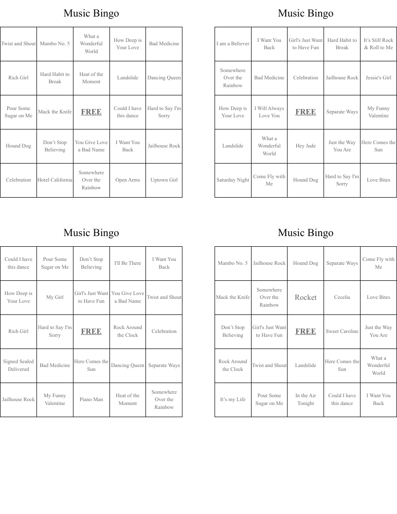 Music Bingo