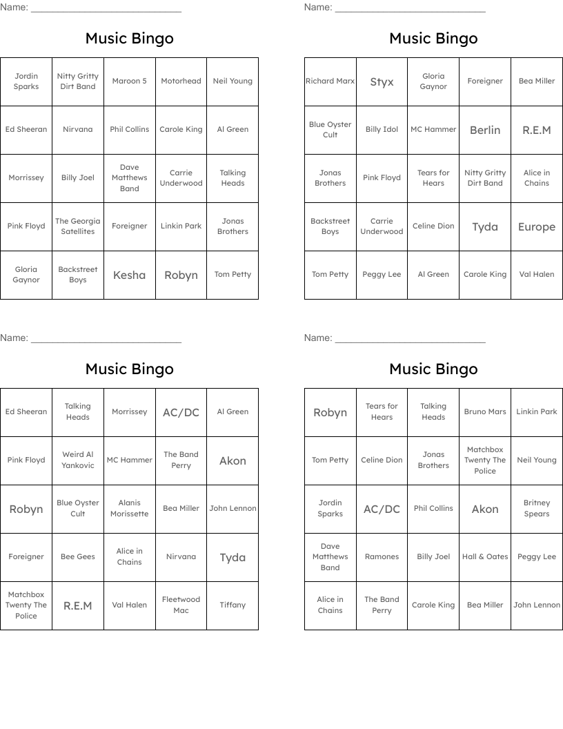 Music Bingo