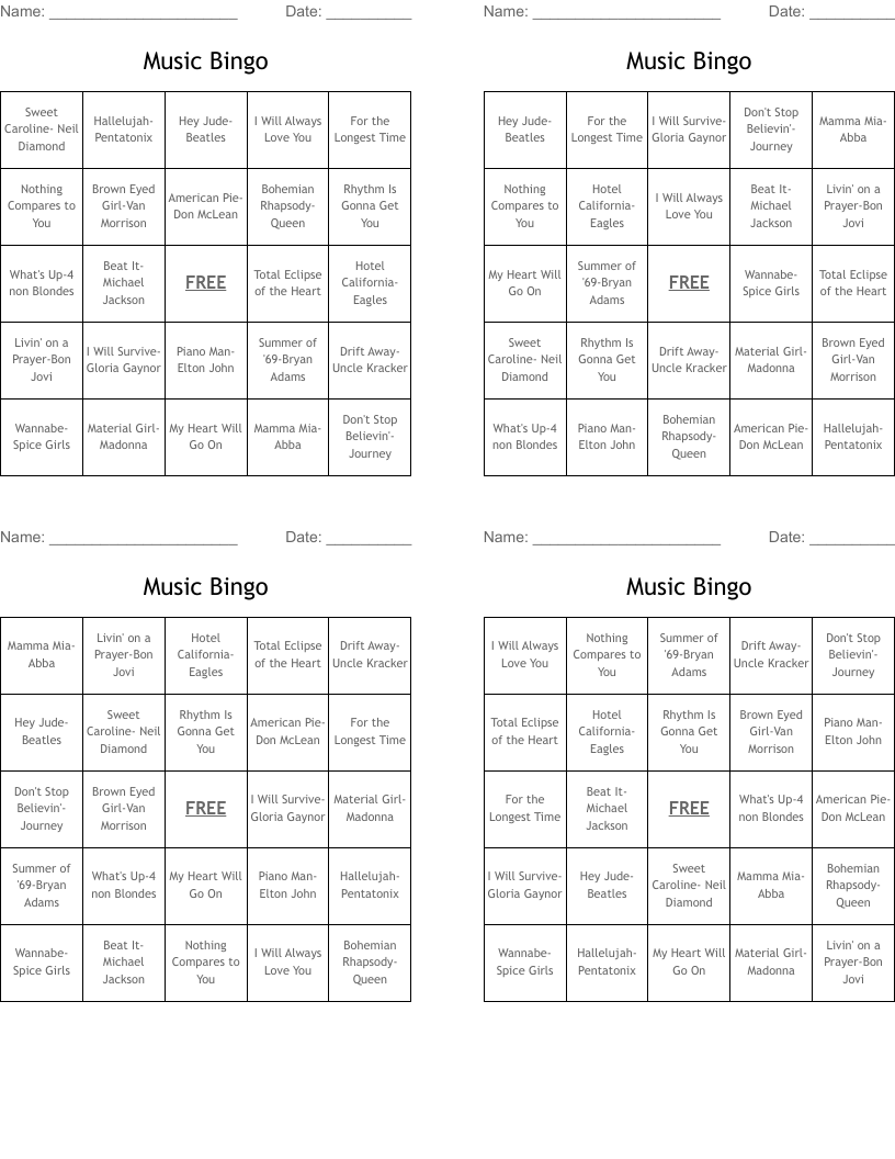 Music Bingo