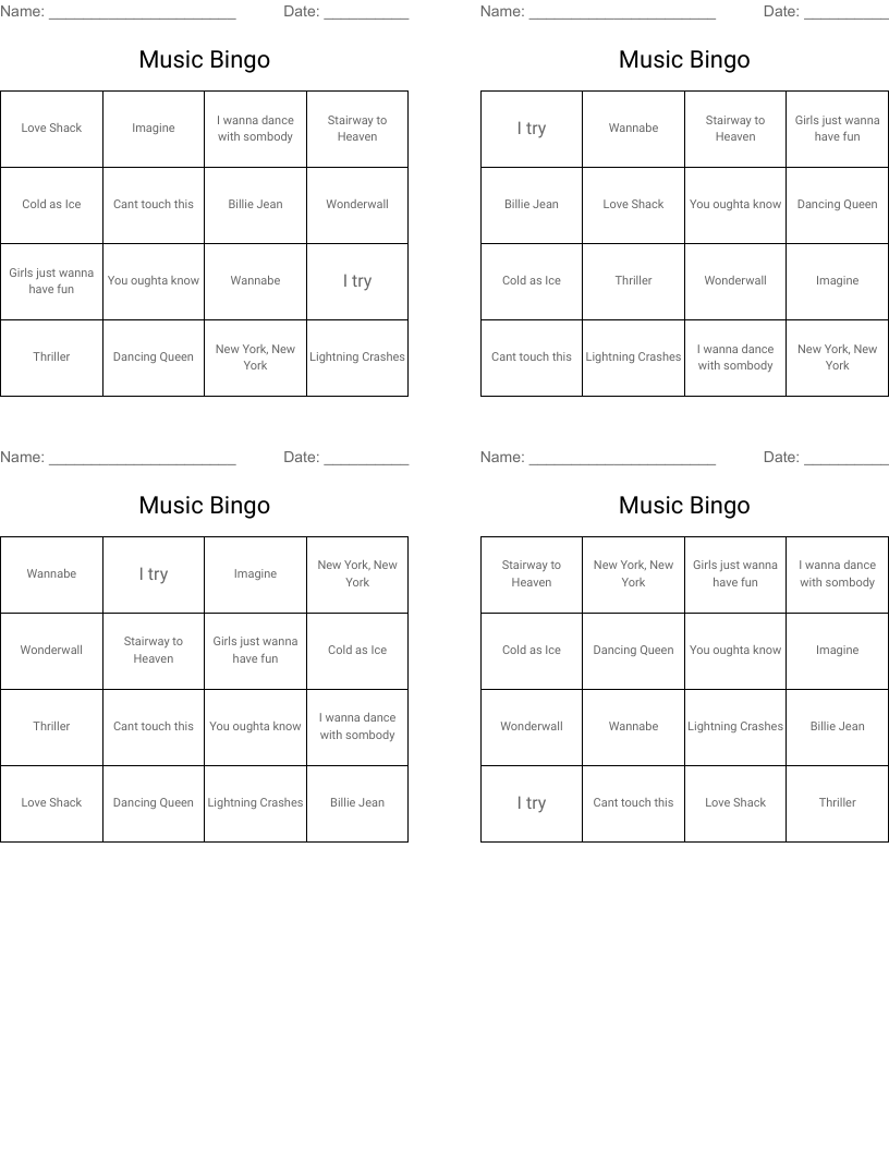 Music Bingo