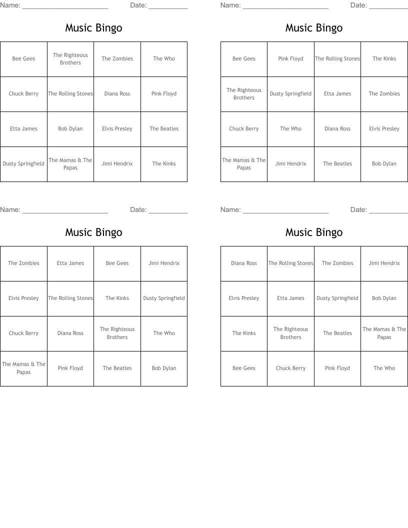 Music Bingo