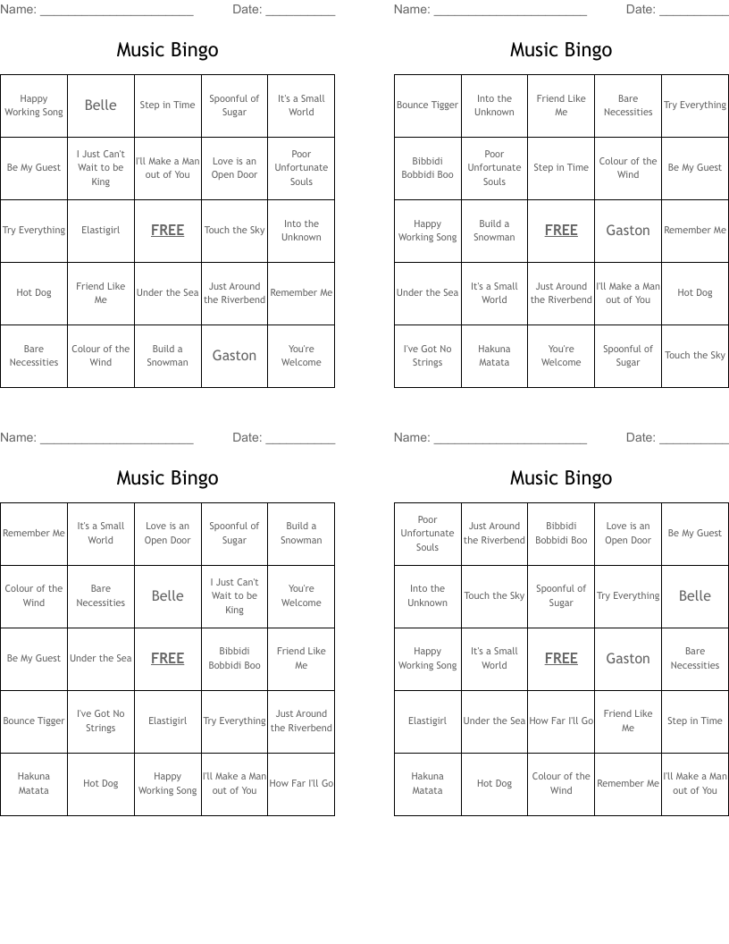 Music Bingo