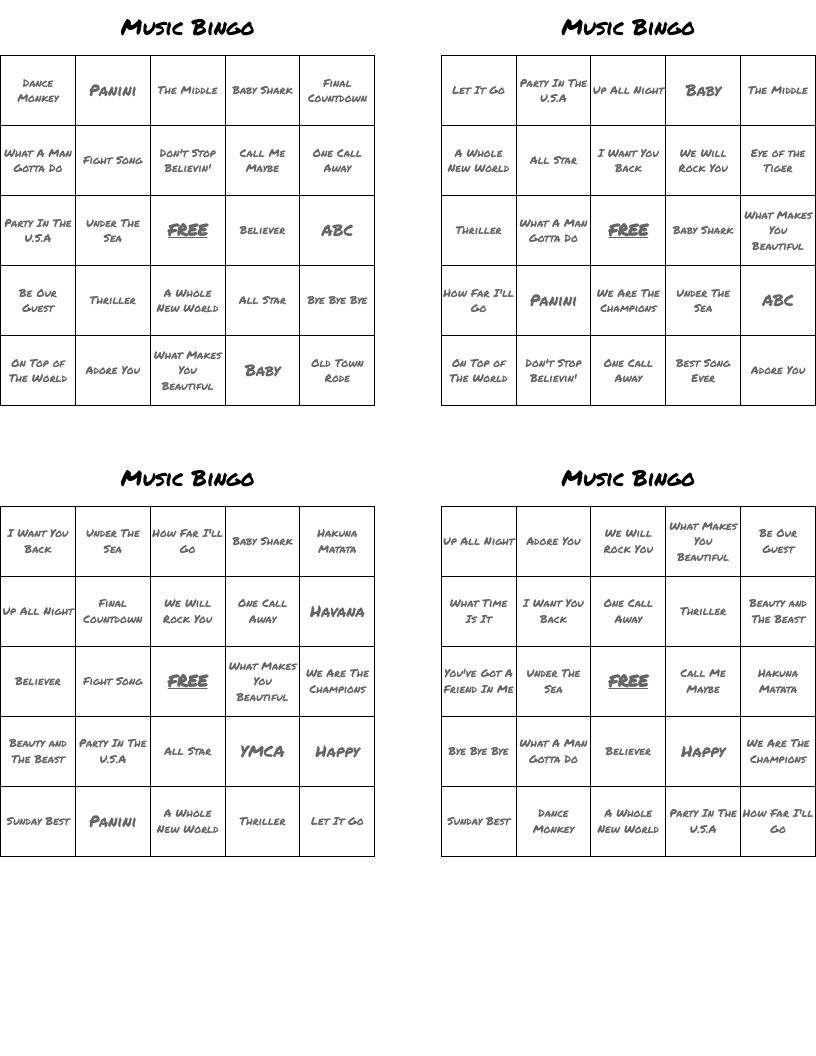 Music Bingo