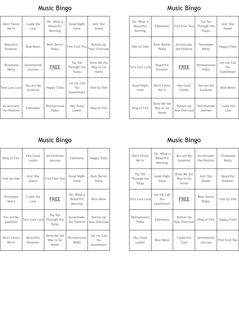 Music Bingo