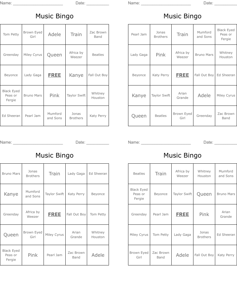 Music Bingo
