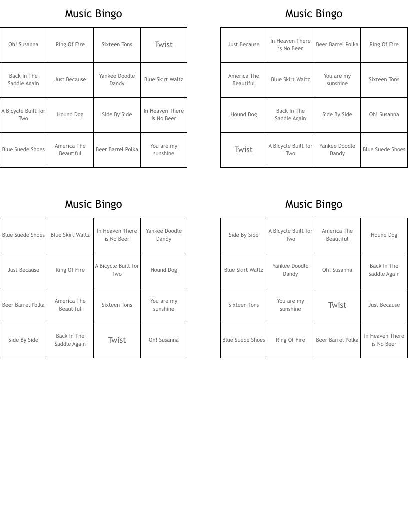Music Bingo