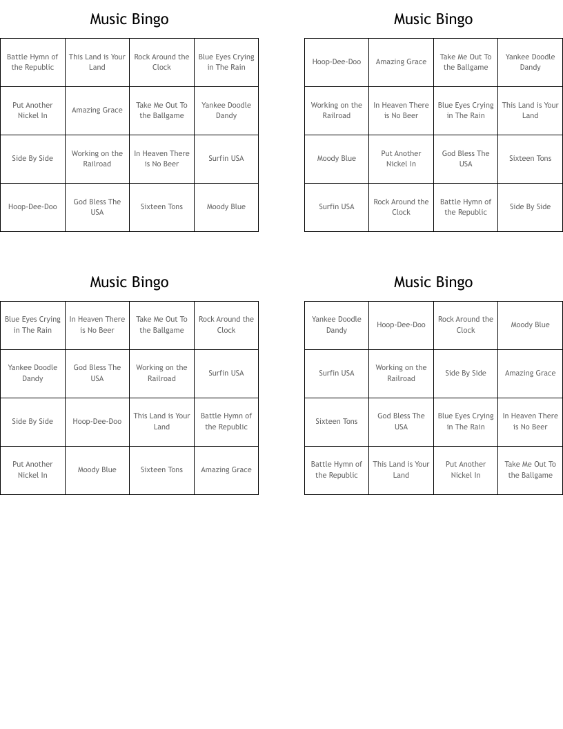 Music Bingo