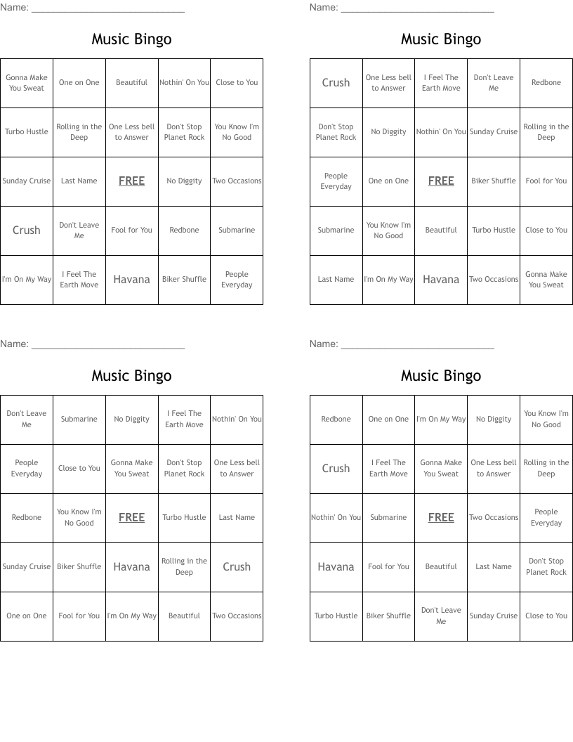 Music Bingo