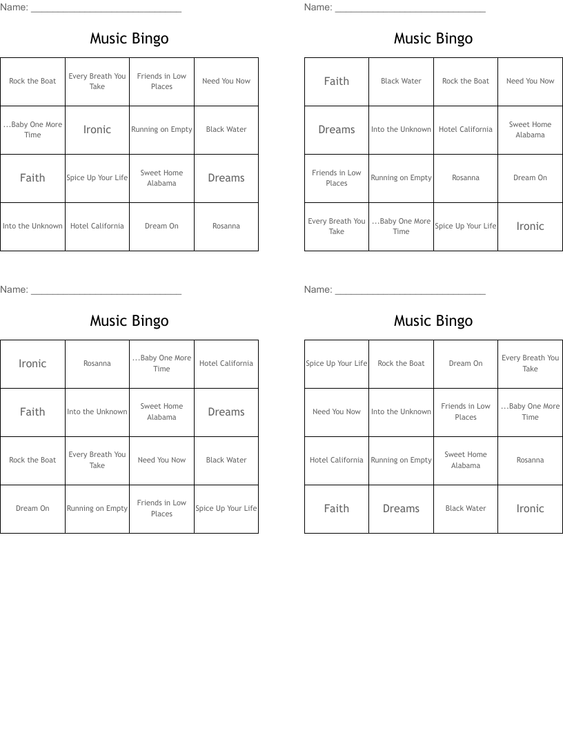 Music Bingo