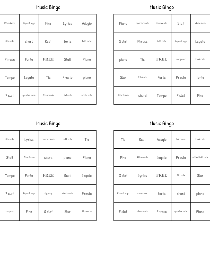 Music Bingo