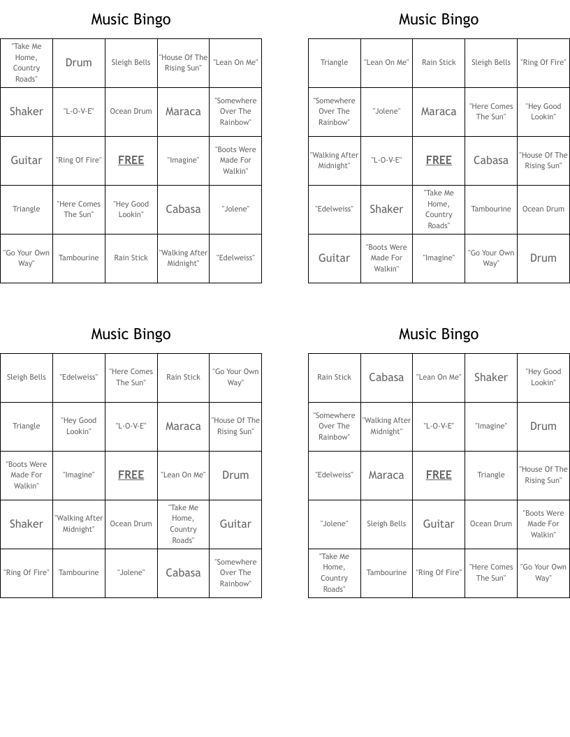 Music Bingo