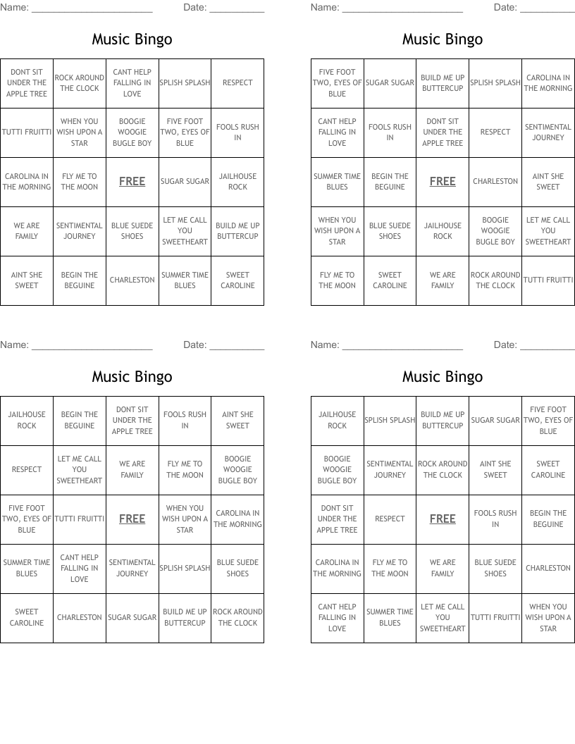 Music Bingo