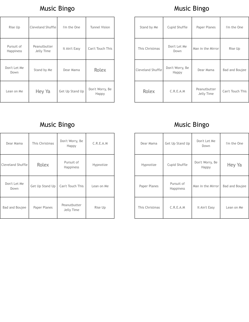 Music Bingo