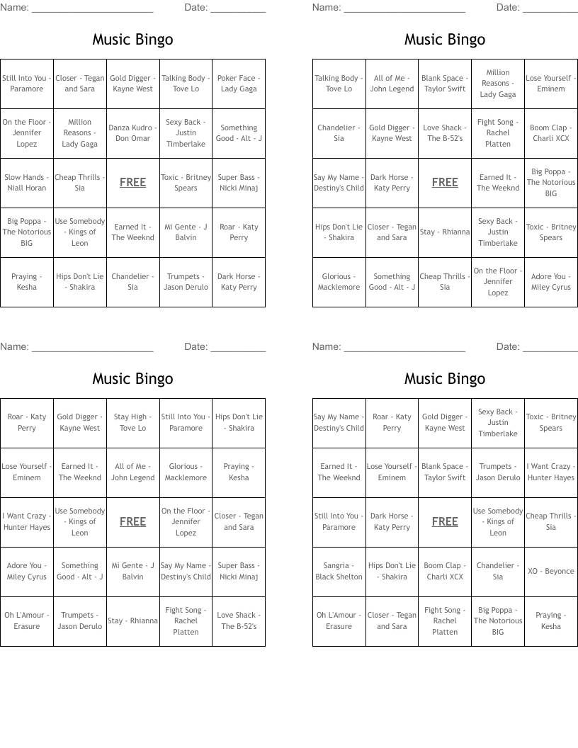 Music Bingo