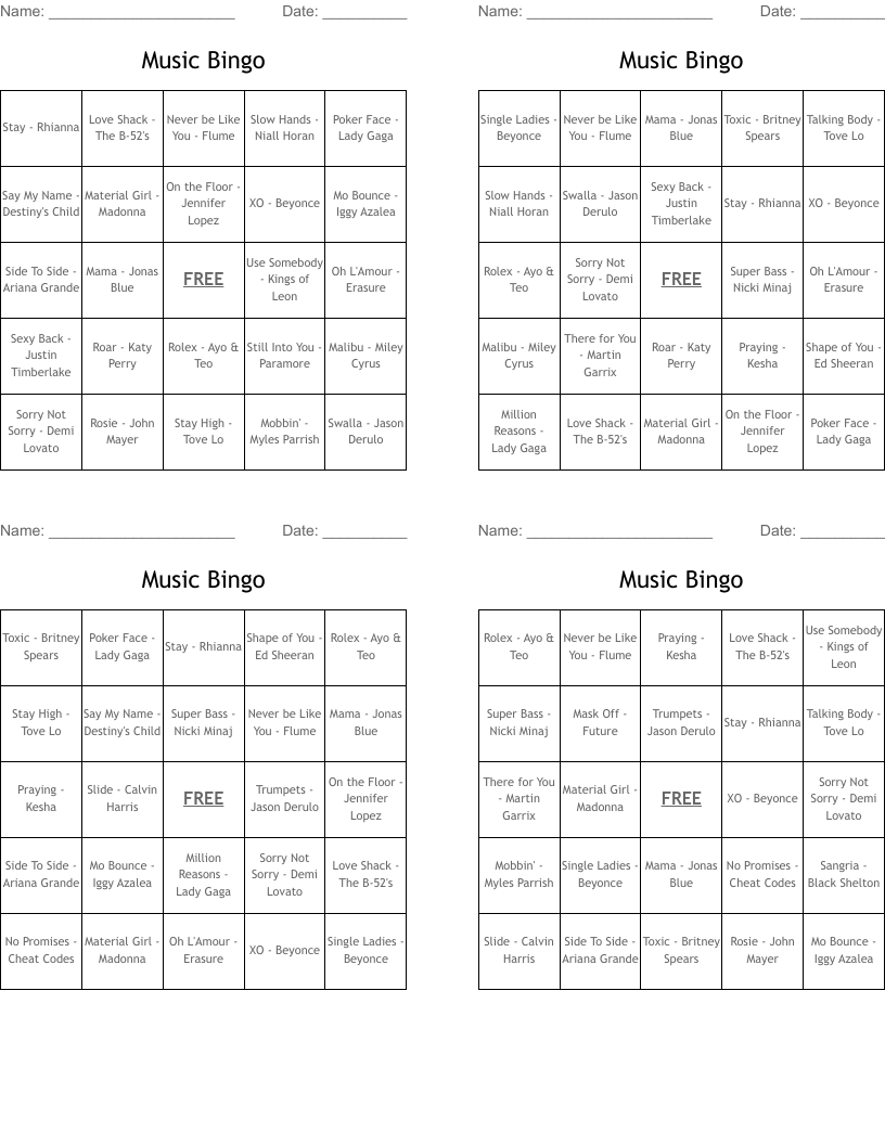 Music Bingo