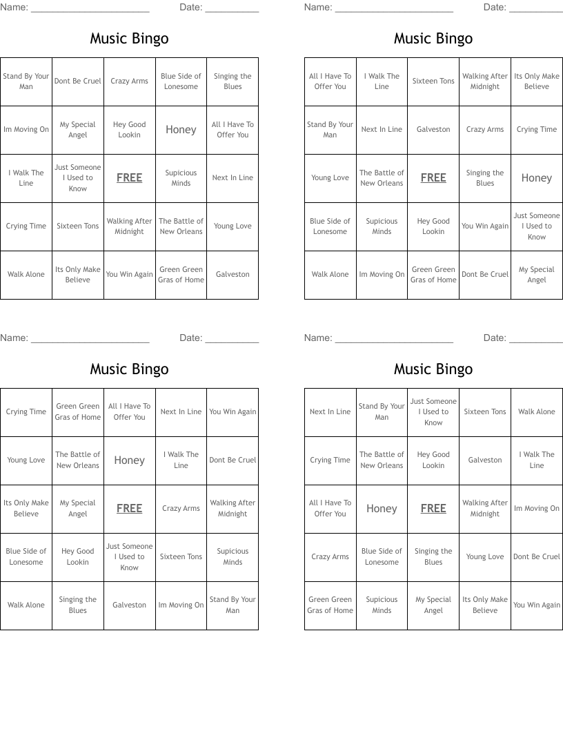 Music Bingo