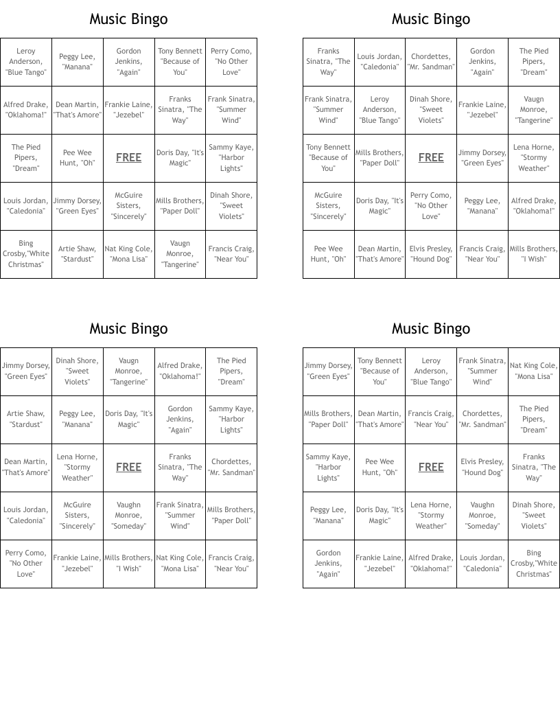 Music Bingo