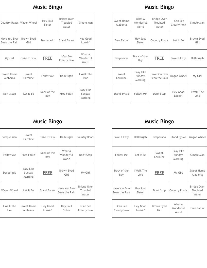 Music Bingo