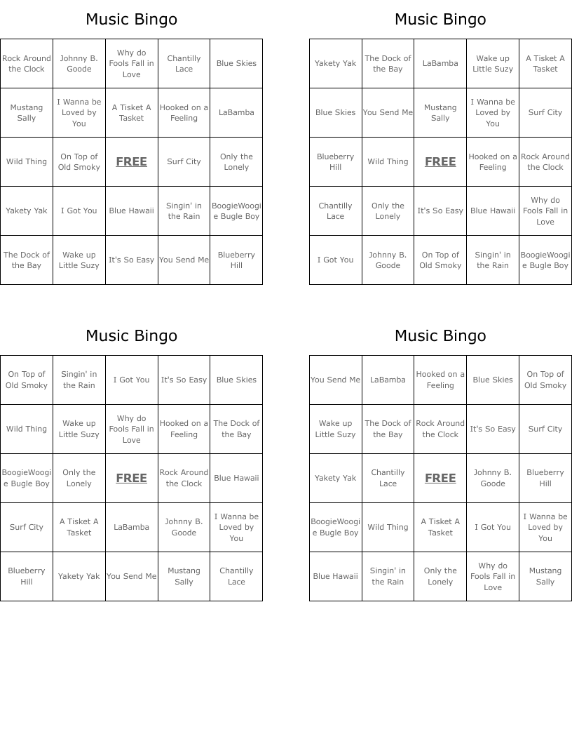 Music Bingo