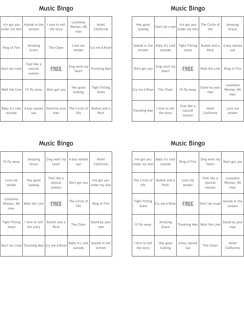 Music Bingo 