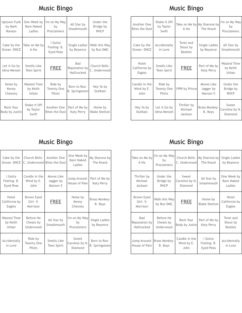 Music Bingo 