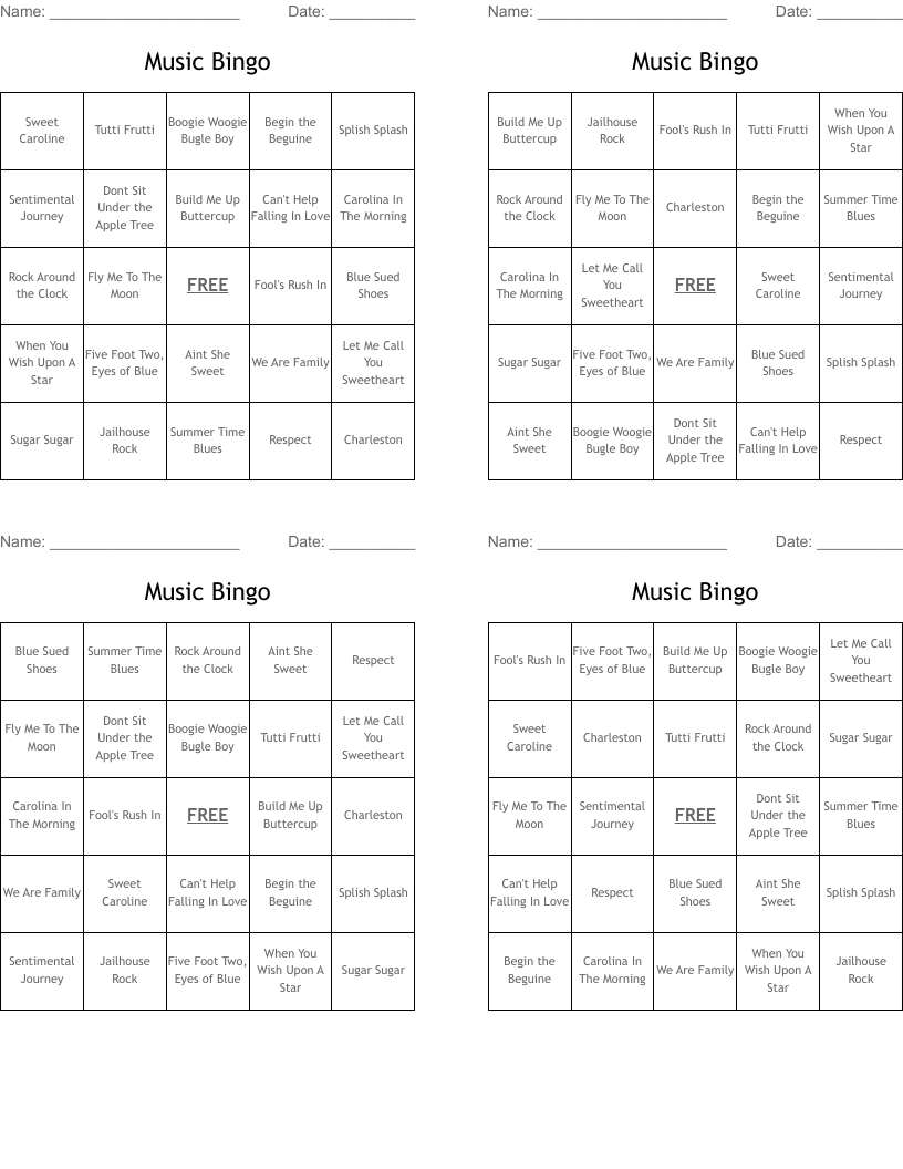 Music Bingo 
